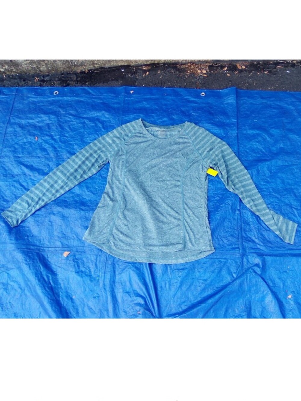 Atvia Long-Sleeve Heathered Blue Stripe Top